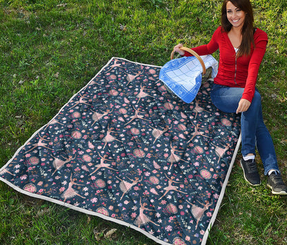 Floral Ballet Pattern Print Quilt