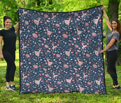 Floral Ballet Pattern Print Quilt