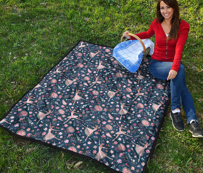 Floral Ballet Pattern Print Quilt