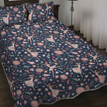 Floral Ballet Pattern Print Quilt Bed Set