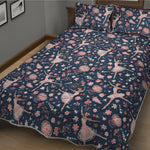 Floral Ballet Pattern Print Quilt Bed Set