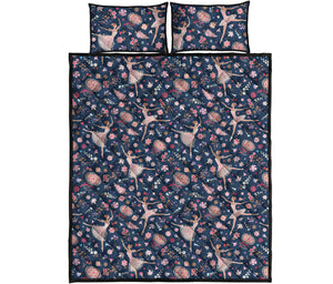 Floral Ballet Pattern Print Quilt Bed Set