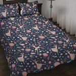 Floral Ballet Pattern Print Quilt Bed Set