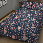 Floral Ballet Pattern Print Quilt Bed Set