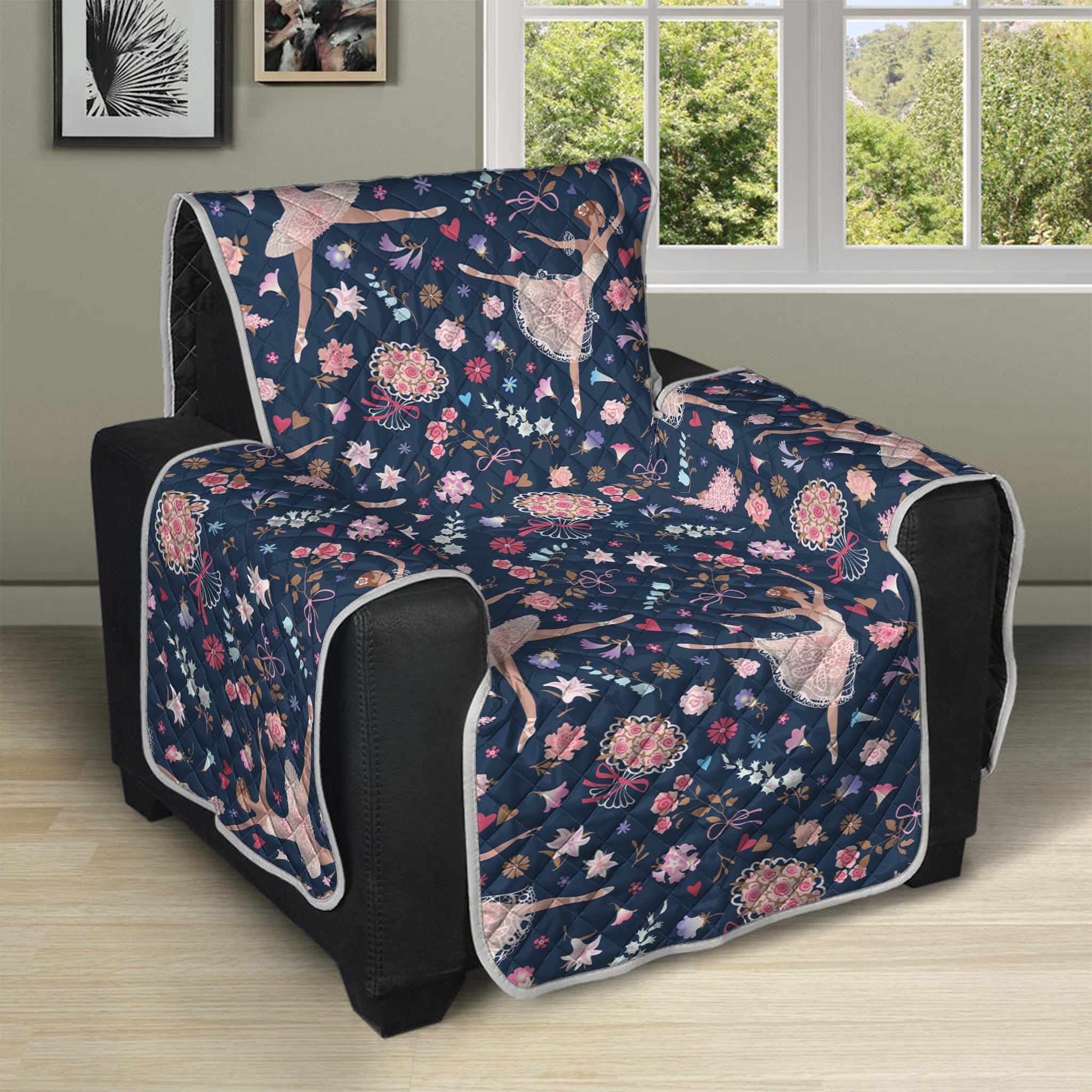 Floral Ballet Pattern Print Recliner Protector