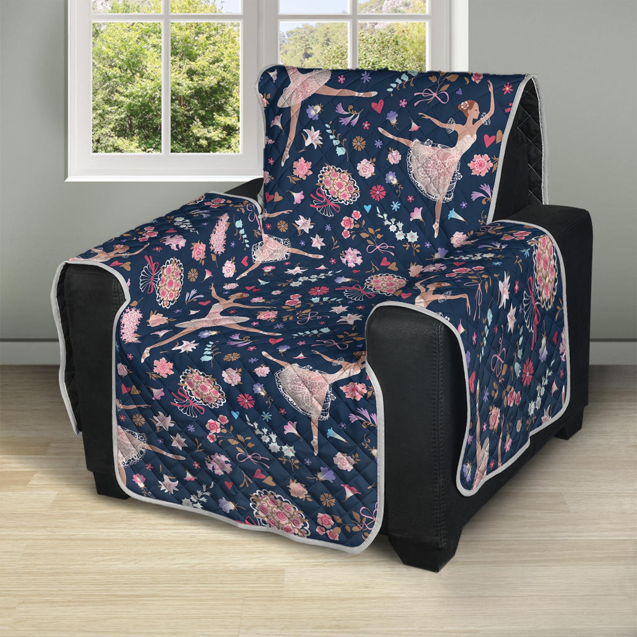 Floral Ballet Pattern Print Recliner Protector