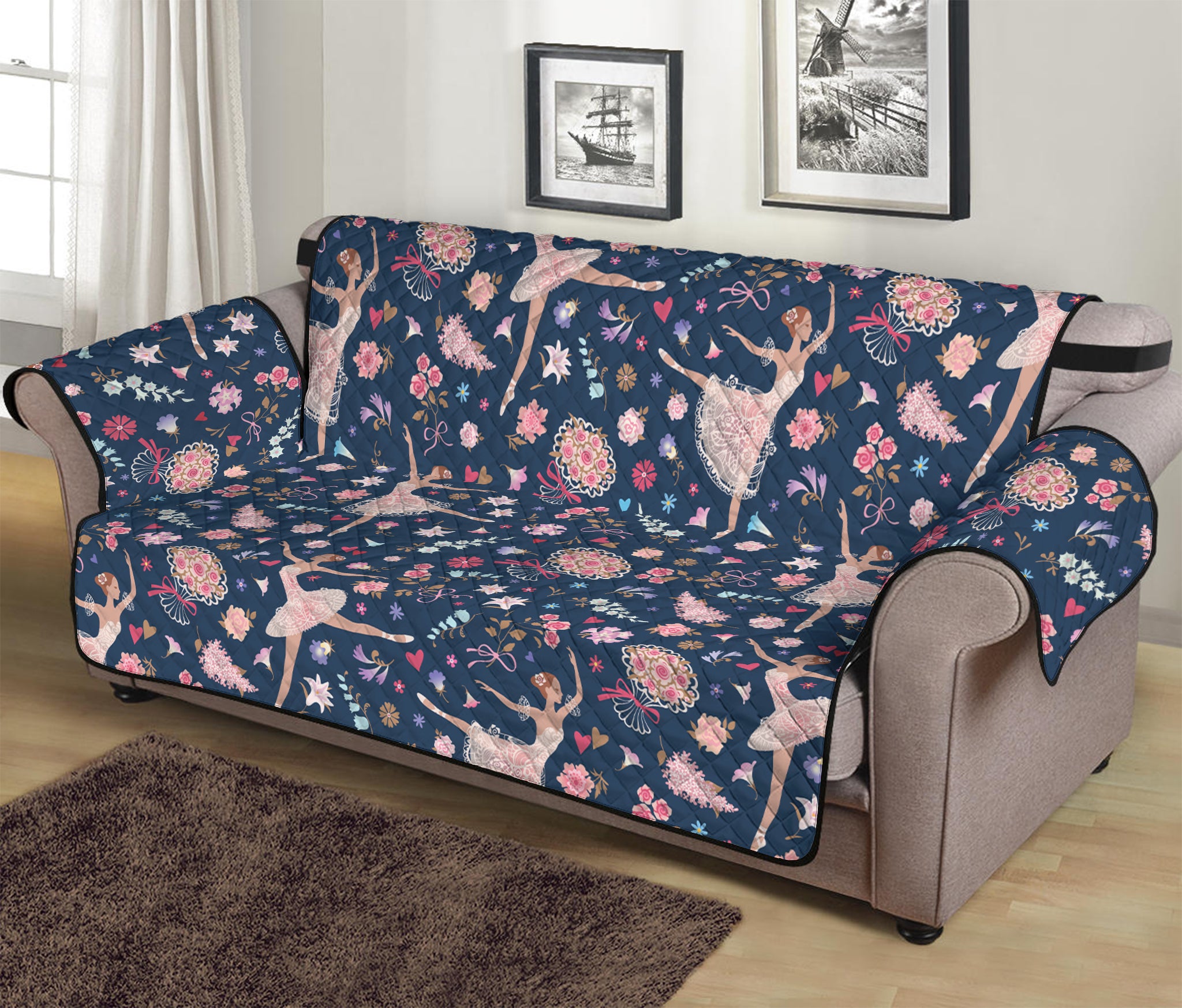 Floral Ballet Pattern Print Sofa Protector