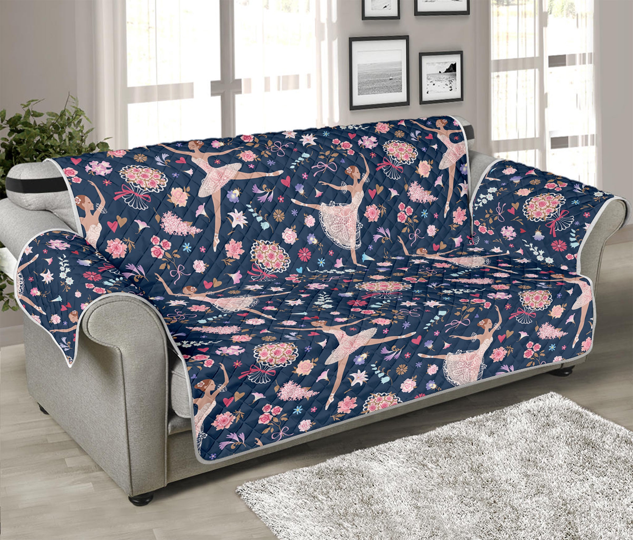 Floral Ballet Pattern Print Sofa Protector