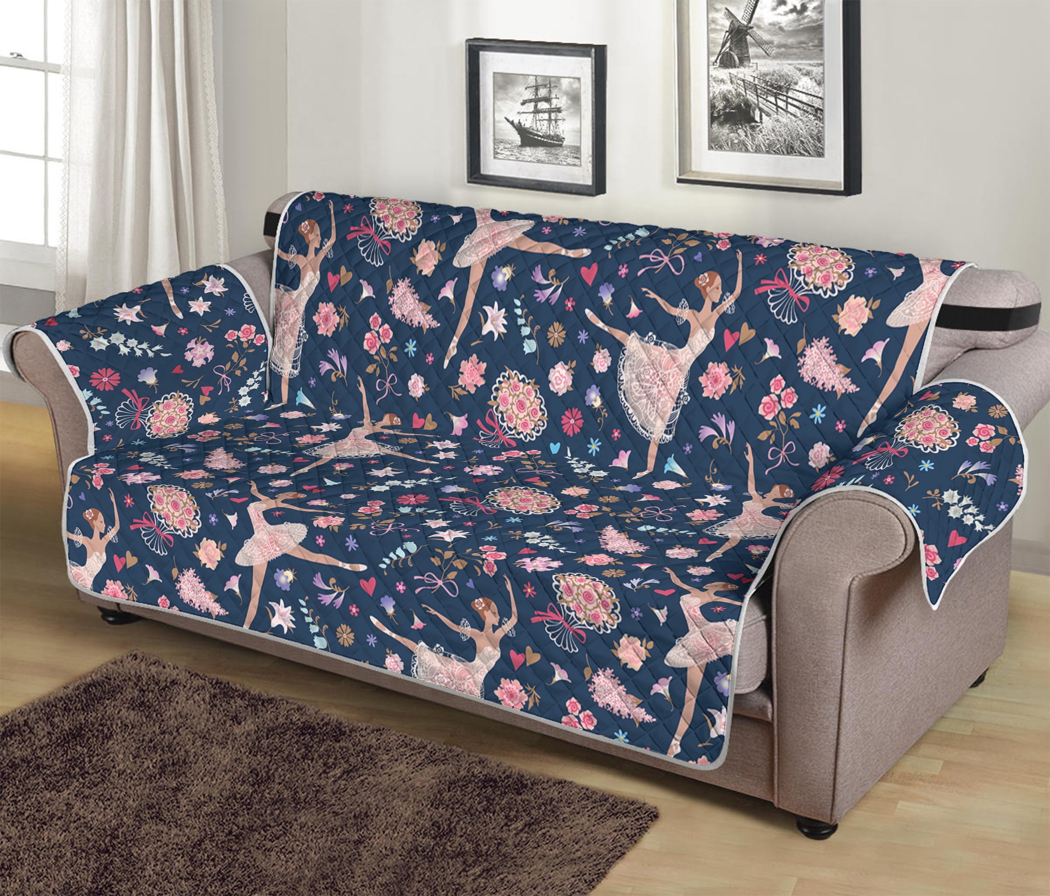 Floral Ballet Pattern Print Sofa Protector