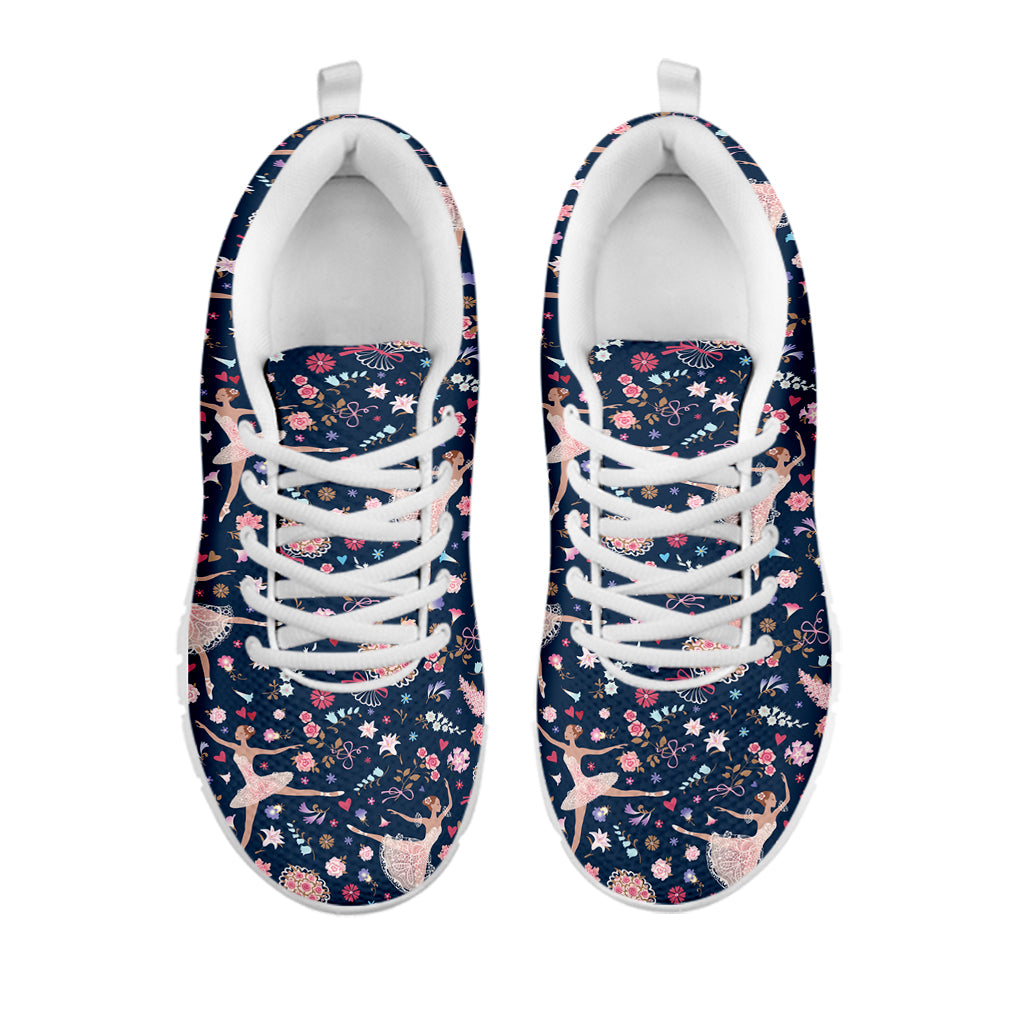 Floral Ballet Pattern Print White Sneakers