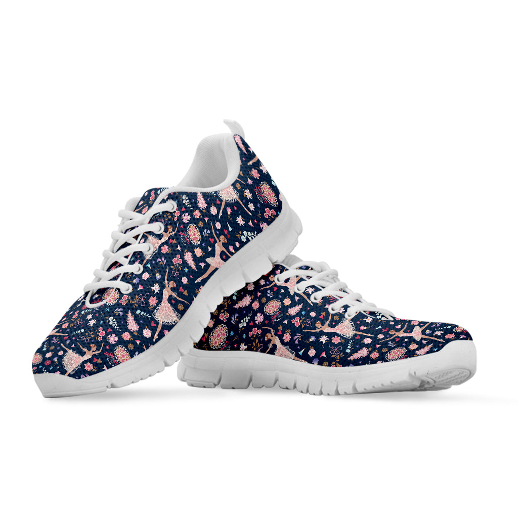 Floral Ballet Pattern Print White Sneakers