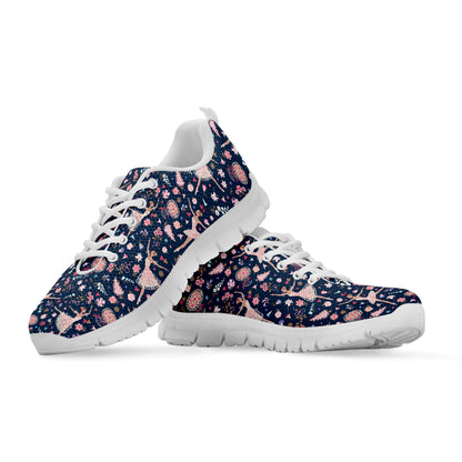Floral Ballet Pattern Print White Sneakers