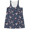 Floral Ballet Pattern Print Women's Racerback Tank Top