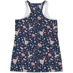 Floral Ballet Pattern Print Women's Racerback Tank Top