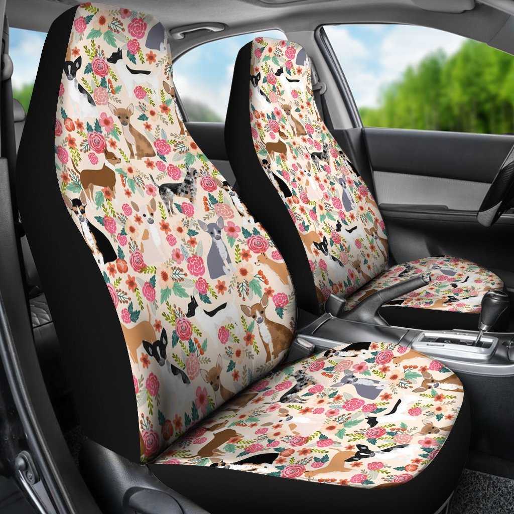 Floral Chihuahua Universal Fit Car Seat Covers GearFrost