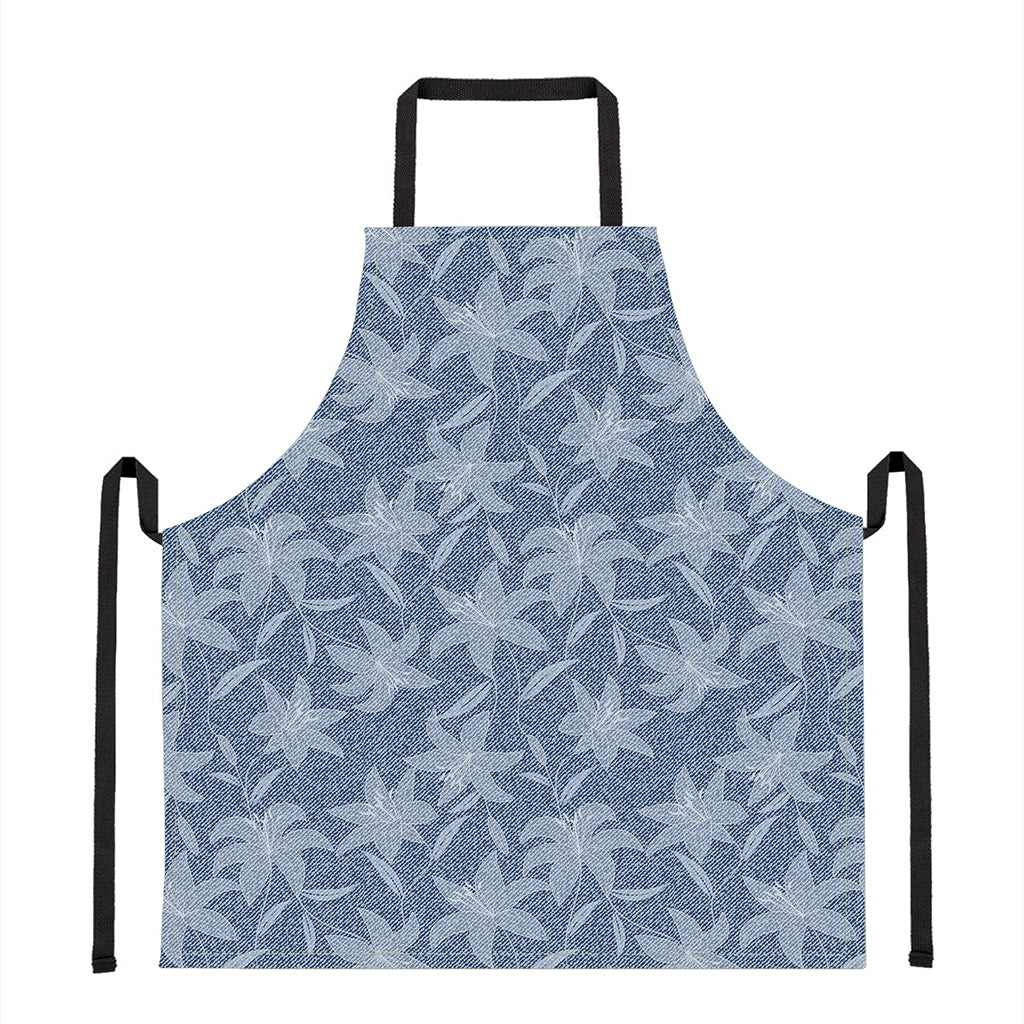 Floral Denim Jeans Pattern Print Apron