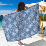 Floral Denim Jeans Pattern Print Beach Sarong Wrap