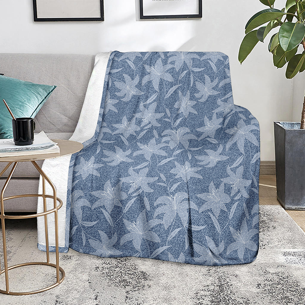 Floral Denim Jeans Pattern Print Blanket