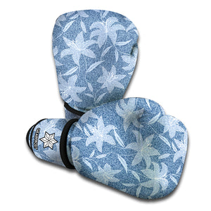 Floral Denim Jeans Pattern Print Boxing Gloves