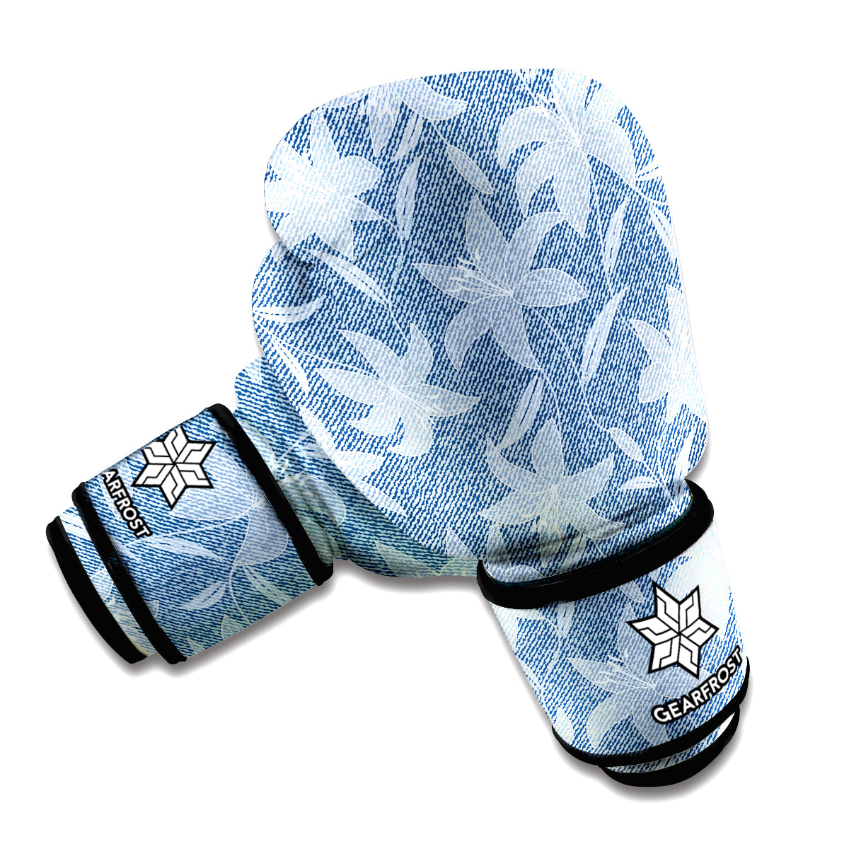 Floral Denim Jeans Pattern Print Boxing Gloves