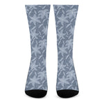Floral Denim Jeans Pattern Print Crew Socks