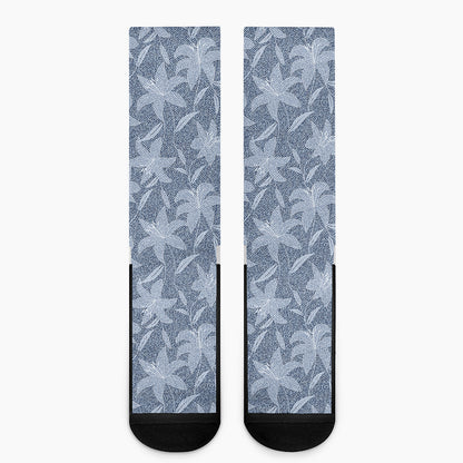 Floral Denim Jeans Pattern Print Crew Socks