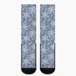 Floral Denim Jeans Pattern Print Crew Socks