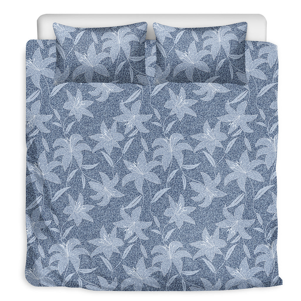 Floral Denim Jeans Pattern Print Duvet Cover Bedding Set