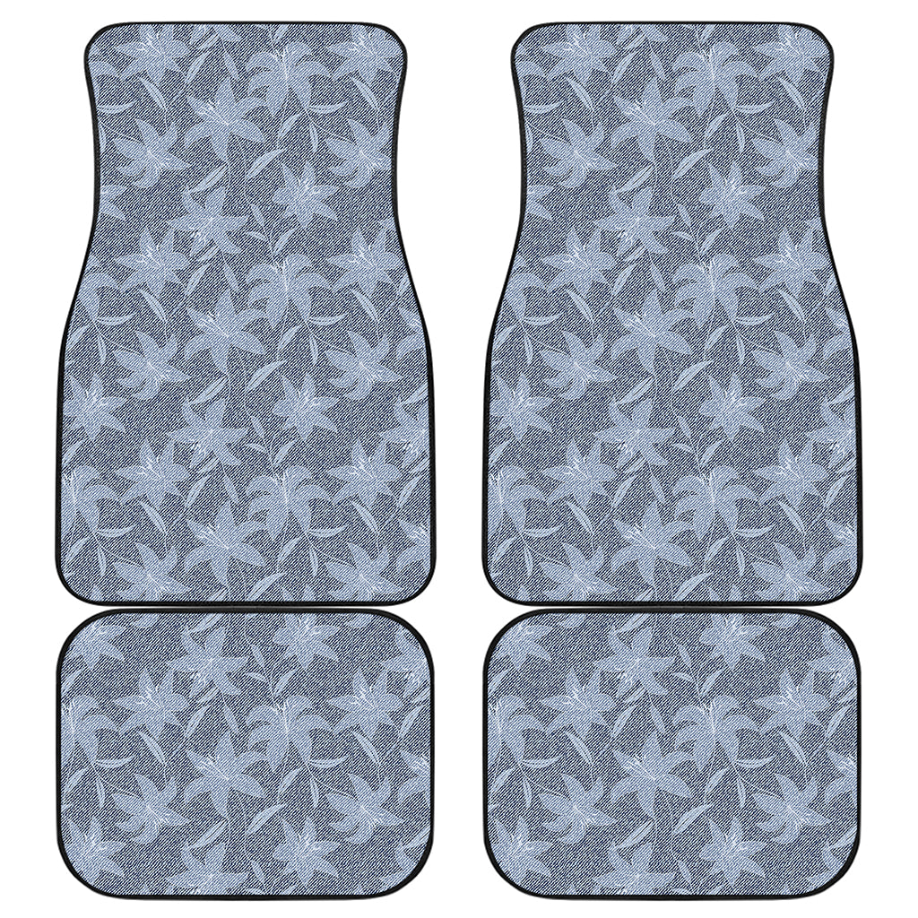 Floral Denim Jeans Pattern Print Front and Back Car Floor Mats