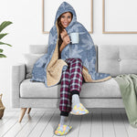 Floral Denim Jeans Pattern Print Hooded Blanket