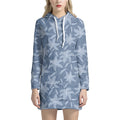 Floral Denim Jeans Pattern Print Pullover Hoodie Dress