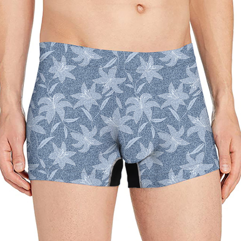 Floral Denim Jeans Pattern Print Men's Boxer Briefs