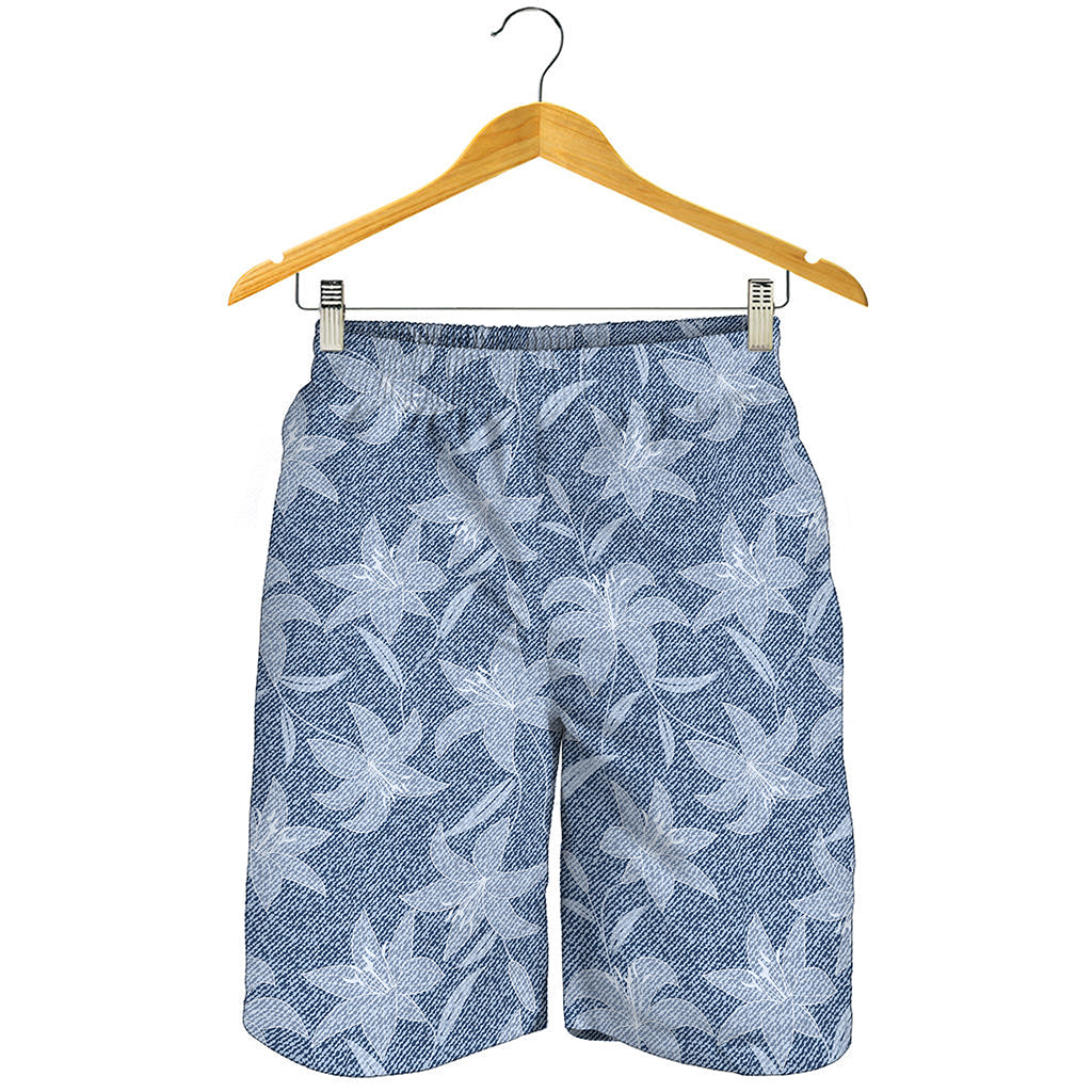 Floral Denim Jeans Pattern Print Men's Shorts