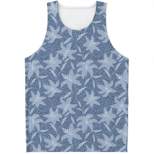 Floral Denim Jeans Pattern Print Men's Tank Top