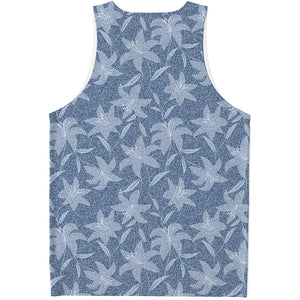 Floral Denim Jeans Pattern Print Men's Tank Top