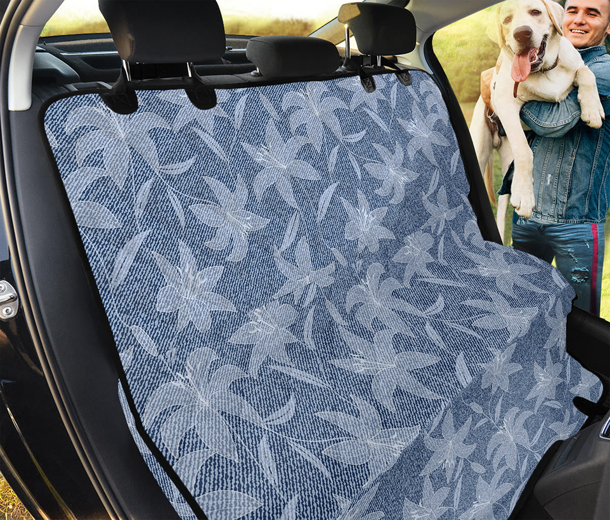 Floral Denim Jeans Pattern Print Pet Car Back Seat Cover