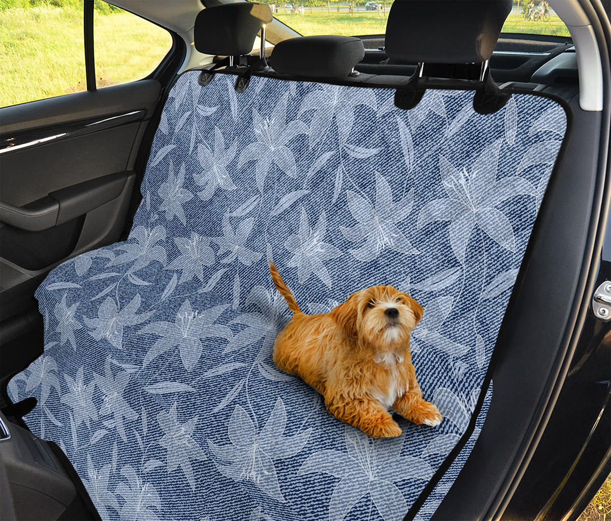 Floral Denim Jeans Pattern Print Pet Car Back Seat Cover