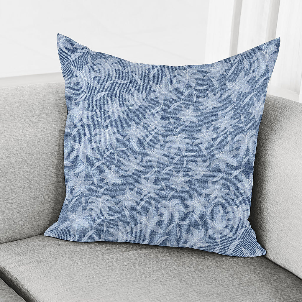 Floral Denim Jeans Pattern Print Pillow Cover