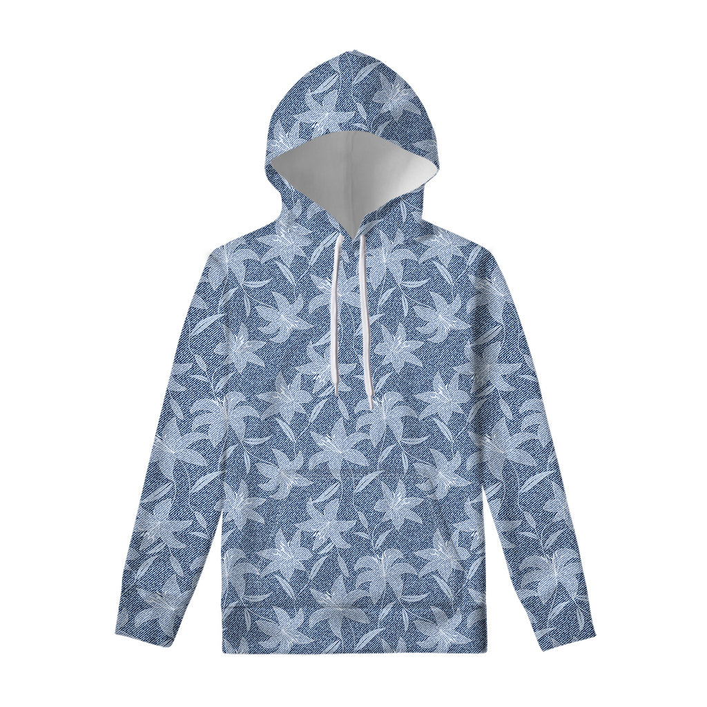 Floral Denim Jeans Pattern Print Pullover Hoodie