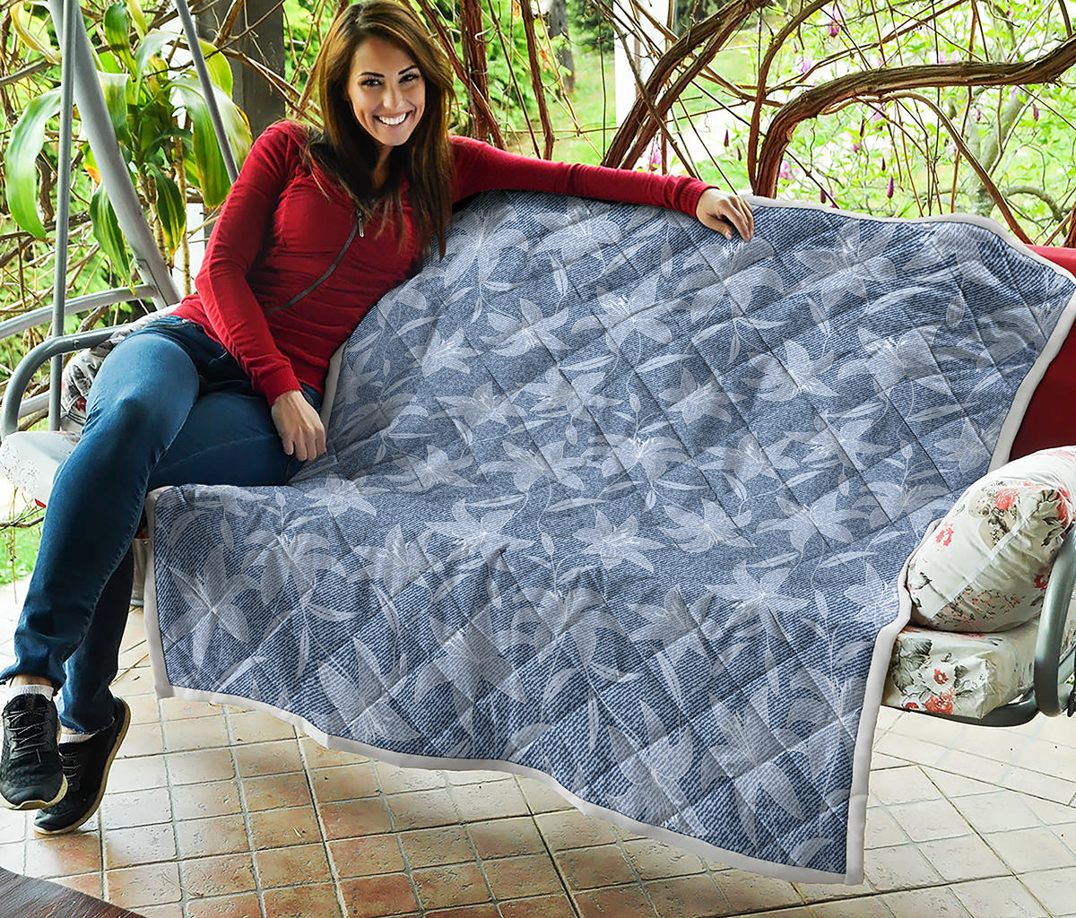Floral Denim Jeans Pattern Print Quilt