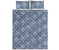 Floral Denim Jeans Pattern Print Quilt Bed Set