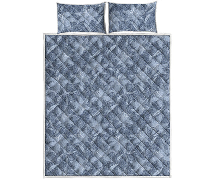 Floral Denim Jeans Pattern Print Quilt Bed Set