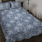 Floral Denim Jeans Pattern Print Quilt Bed Set
