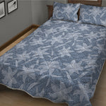 Floral Denim Jeans Pattern Print Quilt Bed Set
