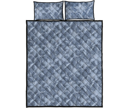 Floral Denim Jeans Pattern Print Quilt Bed Set