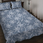 Floral Denim Jeans Pattern Print Quilt Bed Set