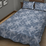 Floral Denim Jeans Pattern Print Quilt Bed Set