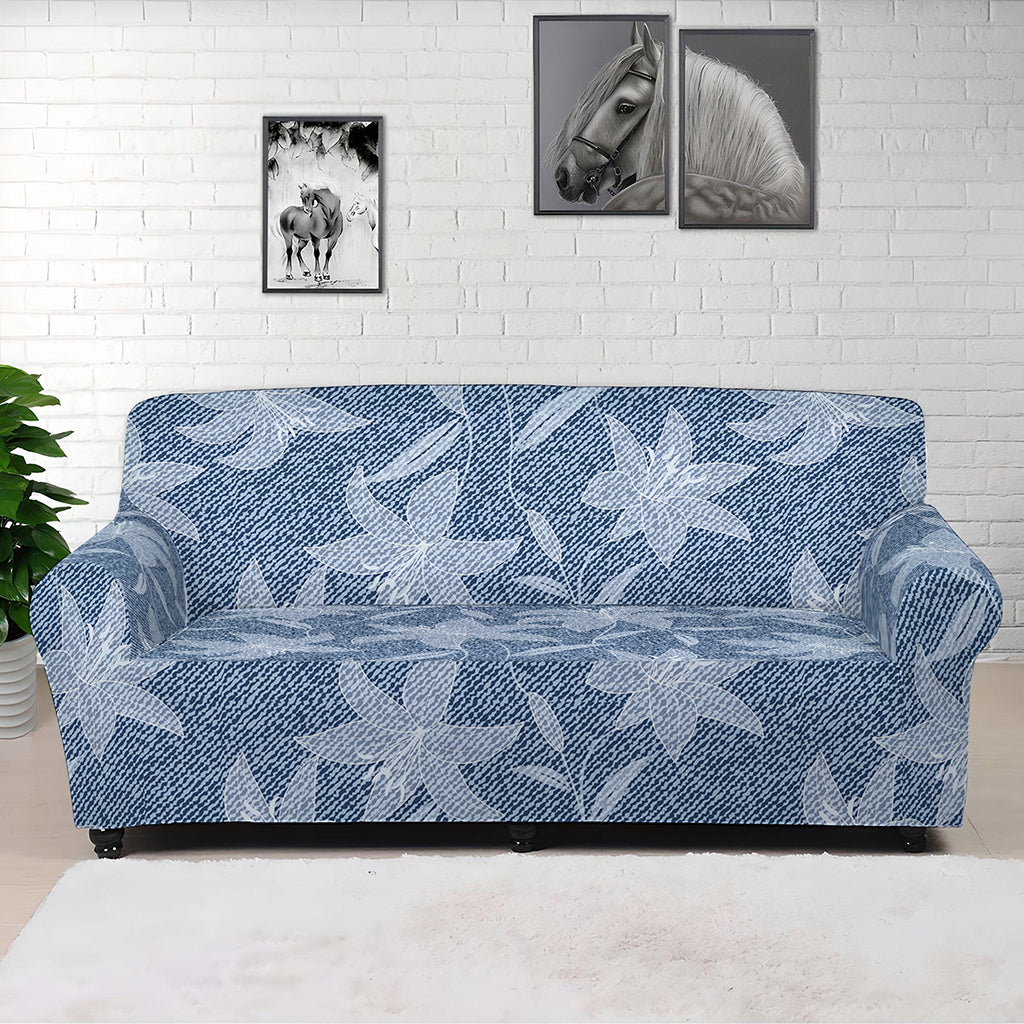 Floral Denim Jeans Pattern Print Sofa Cover