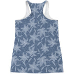 Floral Denim Jeans Pattern Print Women's Racerback Tank Top