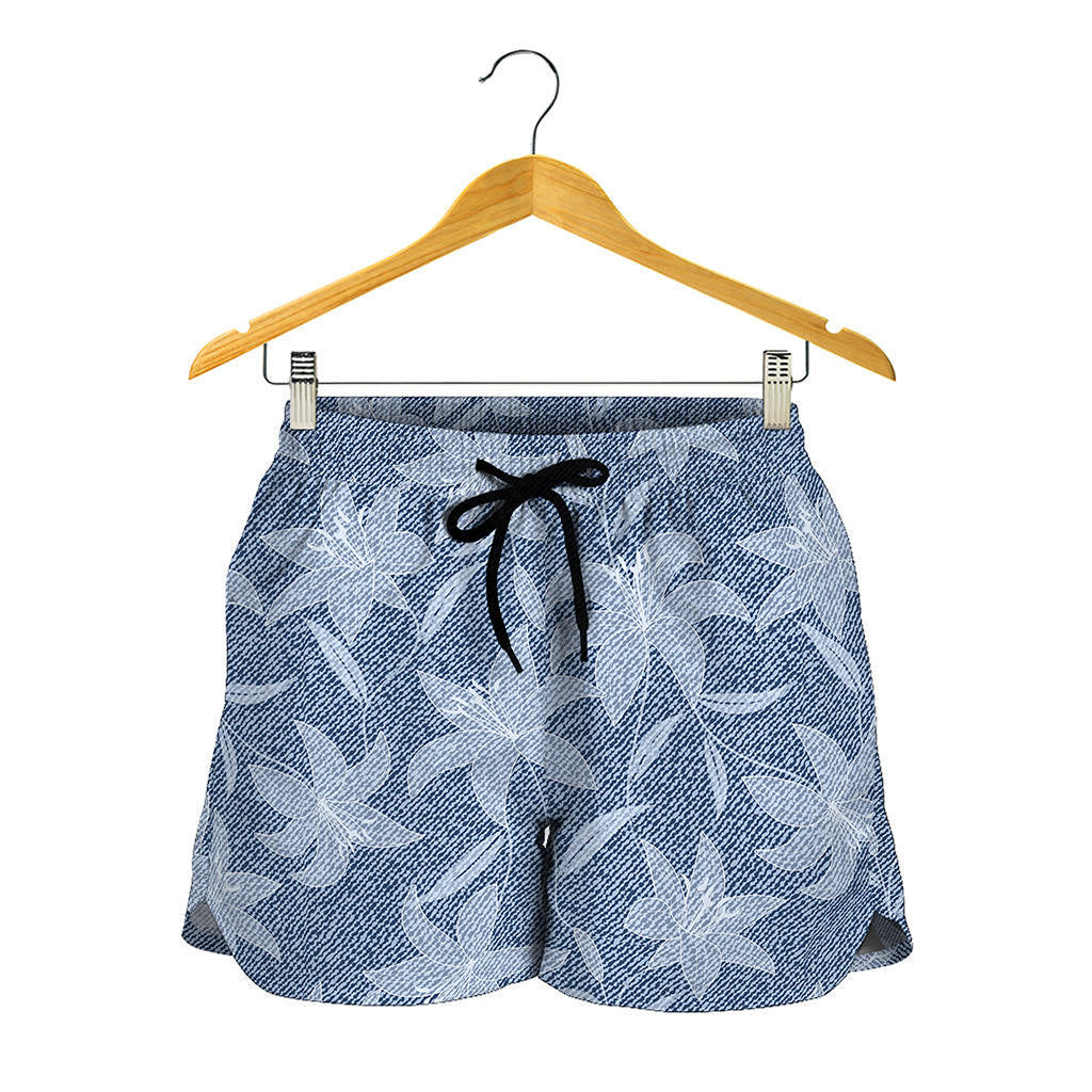 Floral Denim Jeans Pattern Print Women's Shorts